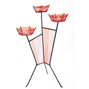 Metalowy Wyplatany Żyłką Polski Kwietnik z lat 70.