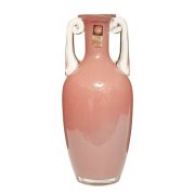 Różowa szklana Amfora, Huta Szkła Gospodarczego "Tarnowiec", proj. Jerzy Słuczan Orkusz, Polska, lata 80.