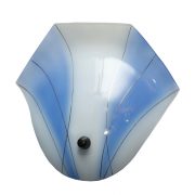 Duży mleczno niebieski jednopunktowy szklany kinkiet, Polska lata 60.