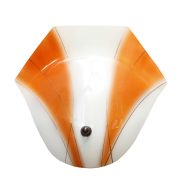 Duży mleczno pomarańczowy jednopunktowy szklany kinkiet, Polska lata 60.