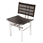 Masywne, ciężkie krzesło z czarnej metalowej siatki na chromowanej konstrukcji, seria 8600 proj. Hans Ulrich Bitsch dla Kusch+Co, Niemcy, projekt z 1982 roku