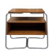 Stolik pomocnik, szafka, etażerka na chromowanej konstrukcji, Zadziele Fabryka Mebli Stalowych "Wschód", Polska, lata 50.