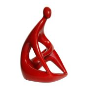 Porcelanowa czerwona figurka/postać siedząca "Nastrój", projekt János Török dla Zsolnay, Węgry, wzór z 1961 roku