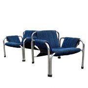 Dwa wypoczynkowe fotele na chromowanej konstrukcji, proj. Viliam Chlebo, Model T2403 dla Kodreta Myjava, Czechosłowacja lata 80.