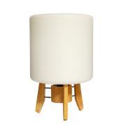 Szklana mleczna lampa biurkowa/nocna, TYP 107/8, Dřevo Humpolec, Czechosłowacja, lata 70.