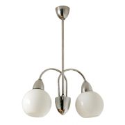 Lampa sufitowa w stylu art deco, chrom i szklane klosze, Elektroinstala Děčín, Czechosłowacja, lata 50.