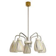 Pięciopunktowa lampa wisząca ze szklanymi kloszami, TYP V 187-1338, Lidokov Boskovice, Czechosłowacja, lata 70.