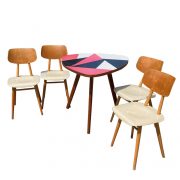 Komplet 4 krzeseł i stołu kawowo-jadalnianego, Czechosłowacja, lata 60.