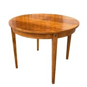 Okrągły rozkładany stół dębowy, Jarocińskie Fabryki Mebli, Zakład nr 2 w Opatówku, lata 60.