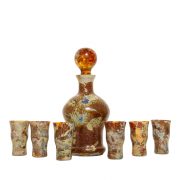 Karafka z sześcioma kieliszkami, Mimoza, Huta Szkła Gospodarczego w Piotrkowie Trybunalski, Polska, lata 70.