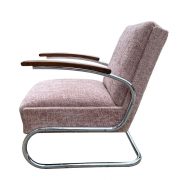 Chromowany fotel Typ S-411 projekt W. Gispen, Mücke Melder, Bauhaus, Czechosłowacja, lata 30. XX wieku