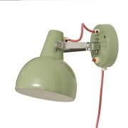 Zielony metalowy kinkiet z różowym kablem, Josef Hůrka dla Lidokov, Czechosłowacja, lata 60.