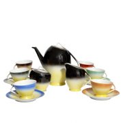 Wielobarwny porcelanowy serwis do kawy "Form 1000", Otto Hädrich Witwe (OHW), Reichenbach, DDR, lata 60.