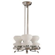 Trzypunktowa chromowana lampa wisząca ze szklanymi kloszami w stylu Space Age, Hiszpania, lata 60.