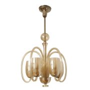 Duża całkowicie szklana pięciopunktowa lampa sufitowa, Czechosłowacja, lata 50.