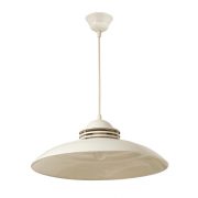 Biała jednopunktowa metalowa lampa wisząca w stylu skandynawskim, Polska, lata 70.