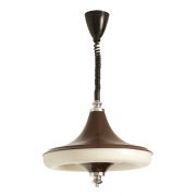Opuszczana lampa sufitowa w kolorze czekolady, Space Age, Massive, Belgia, lata 70.