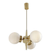 Trzypunktowa kremowa lampa ze szklanymi kloszami, Elektroinstala Jílové TYP 79 223/1, Czechosłowacja, lata 70.