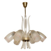 Sześciopunktowa szklana romantyczna lampa, Napako, Czechosłowacja, lata 60.