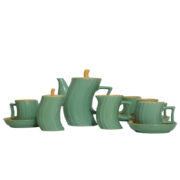 Ceramiczny serwis kawowy w stylu Memphis, proj. Massimo Iosa Ghini dla Naj Oleari, Włochy, lata 80.