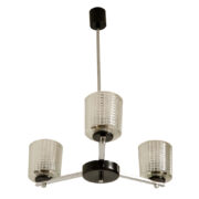 Trzypunktowa chromowana lampa ze szklanymi kloszami, Czechosłowacja, lata 60.