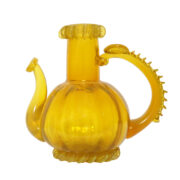 Żółty szklany czajnik/imbryk/smok, proj. Jerzy Słuczan-Orkusz, Krakowski Instytut Szkła, lata 70.