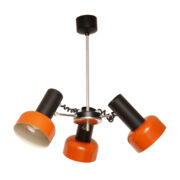 Trzypunktowa metalowa lampa sufitowa, proj.J.Hůrka dla Napako, Czechosłowacja, lata 60.