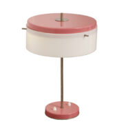 Różowa metalowa lampa biurkowa/gabinetowa, Polam Wilkasy, Polska, lata 80.