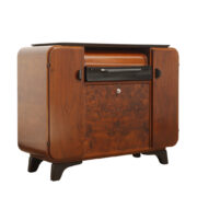 Szafka art deco na płyty winylowe, barek, Supraphon MODEL SL 13/II, proj. Jindrich Halabala, Czechosłowacja, lata 50.