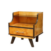 Szafka nocna/pomocnik ze szklanym czarnym blatem i szufladą, Niemcy lata 50-60.