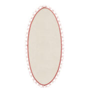 Różowe owalne lustro w metalowej ramie, Mines - Spółdzielnia Pracy Skarżysko-Kamienna, Polska, 1974 rok