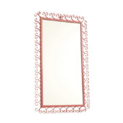 Różowe prostokątne lustro w metalowej ramie, Mines - Spółdzielnia Pracy Skarżysko-Kamienna, Polska, 1974 rok