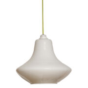 Mleczno-biała szklana lampa wisząca, Polska, lata 80.