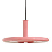 Różowa metalowa lampa wisząca Space Age, Optima 6, proj. Hans Due dla Fog & Mørup, Dania, wzór z 1975 roku.