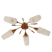 Pięciopunktowy żyrandol ze szklanymi kloszami, Massive, Belgia, lata 60.