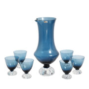 Szklany serwis w kolorze niebieskim, projekt Bo Borgstrom dla Aseda Glasbruk, Szwecja, lata 80.