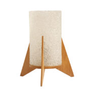 Nieduża lampa nocna "Rakieta" na trójnogu ze sklejki, Pokrok Žilina, Typ 06-03/1, Czechosłowacja lata 60.