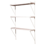 Skandynawski biały regał string z trzema półkami na metalowej konstrukcji, lata 60.