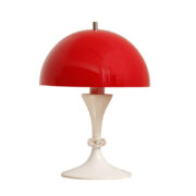 Plastikowa czerwono-biała lampka nocna w kształcie grzybka, Niemcy, lata 70.