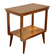 Duży orzechowy stolik z ruchomym blatem w politurze, Przedsiębiorstwo Obróbki Drewna w Rawiczu,  Polska, lata 60.