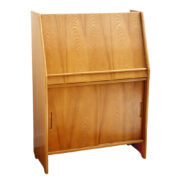 Jesionowy sekretarzyk/biurko ze Spółdzielni Pracy Architektury Wnętrz ŁAD, proj. Franciszek Aplewicz, Polska, lata 60.