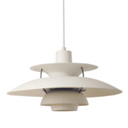 Biała duża lampa wisząca PH5, proj. Poul Henningsen dla firmy Louis Poulsen, Dania, lata 60.