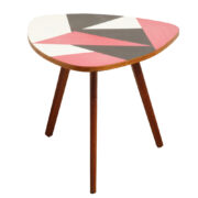 Kolorowy stolik jadalniany/kawowy w stylu Brussel z blatem w okleinie w geometryczne wzory, Czechosłowacja, lata 60.