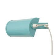 Metalowy miętowy kinkiet z ruchomą głowicą z poziomą i pionową orientacją firmy Happy Light, Holandia, lata 80.