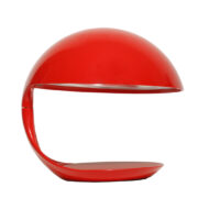Duża czerwona lampa biurkowa Cobra model 629, proj. Elio Martinelli dla Martienelli Luce, Włochy wzór z 1968 roku.