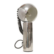 Stalowa chromowana lampa biurkowa z ruchomą magnetyczną głowicą, proj. Goffredo Reggiani dla Lampadari Reggiani, Włochy, lata 70.