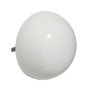 Nieduży okrągły jednopunktowy, mleczno-biały szklany kinkiet, Polam Piła, Polska, lata 90.