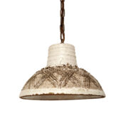 Skandynawska kremowa jednopunktowa ceramiczna ażurowa nieduża lampa sufitowa, Szwecja, lata 60.