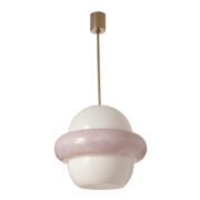 Jednopunktowa lampa sufitowa z mlecznobiało-fioletowym szklanym kloszem, Kamenický Šenov, Czechosłowacja, lata 70.