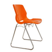 Lekkie pomarańczowe plastikowe krzesła na chromowanej konstrukcji, Svante Schöblom dla Overman Sweden, lata 70.